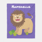 Happy lion Roaring cartoon illustratie Fleece Deken (Voorkant)