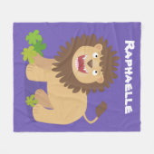 Happy lion Roaring cartoon illustratie Fleece Deken (Voorkant (Horizontaal))