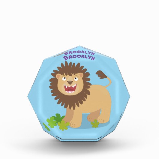 Happy lion Roaring cartoon illustratie Fotoblokken (Voorkant)