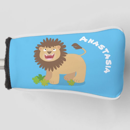 Happy lion Roaring cartoon illustratie Golfheadcover (Voorkant)