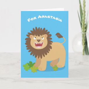 Happy lion Roaring cartoon illustratie Kaart