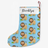 Happy lion Roaring cartoon illustratie Kleine Kerstsok (Achterkant)