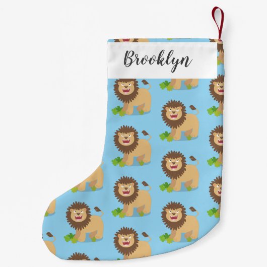 Happy lion Roaring cartoon illustratie Kleine Kerstsok (Achterkant)