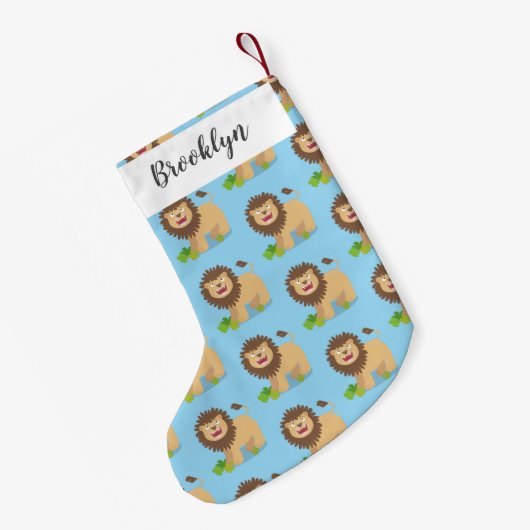 Happy lion Roaring cartoon illustratie Kleine Kerstsok (Achterkant (Hangend))