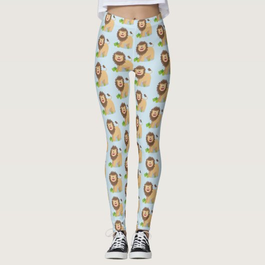 Happy lion Roaring cartoon illustratie Leggings (Voorkant)