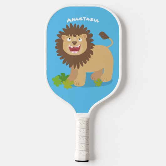 Happy lion Roaring cartoon illustratie Pickleball Paddle (Achterkant)