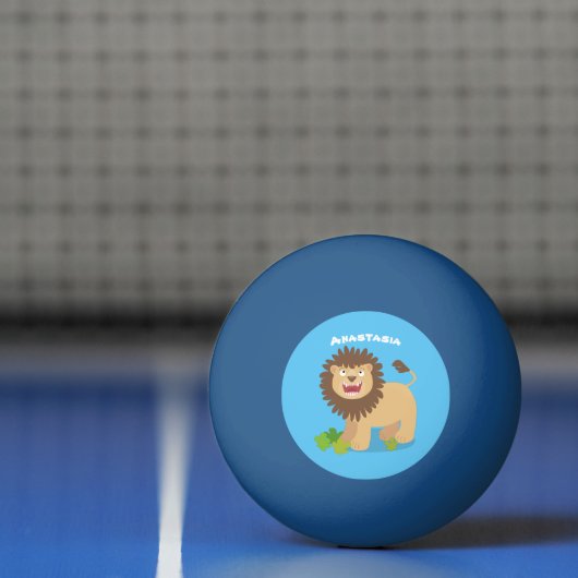 Happy lion Roaring cartoon illustratie Pingpongbal (Net)