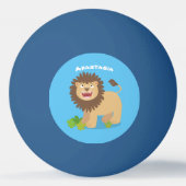 Happy lion Roaring cartoon illustratie Pingpongbal (Voorkant)