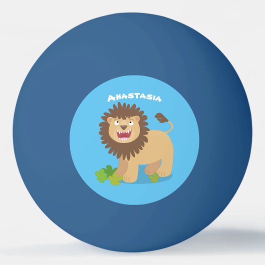 Happy lion Roaring cartoon illustratie Pingpongbal (Voorkant)