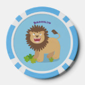 Happy lion Roaring cartoon illustratie Poker Chips (Achterkant)