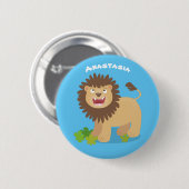 Happy lion Roaring cartoon illustratie Ronde Button 5,7 Cm (Voorkant /achterkant)