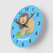Happy lion Roaring cartoon illustratie Ronde Klok (Hoek)