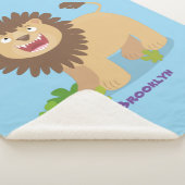 Happy lion Roaring cartoon illustratie Sherpa Deken (3/4)