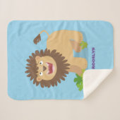 Happy lion Roaring cartoon illustratie Sherpa Deken (Voorkant (horizontaal))