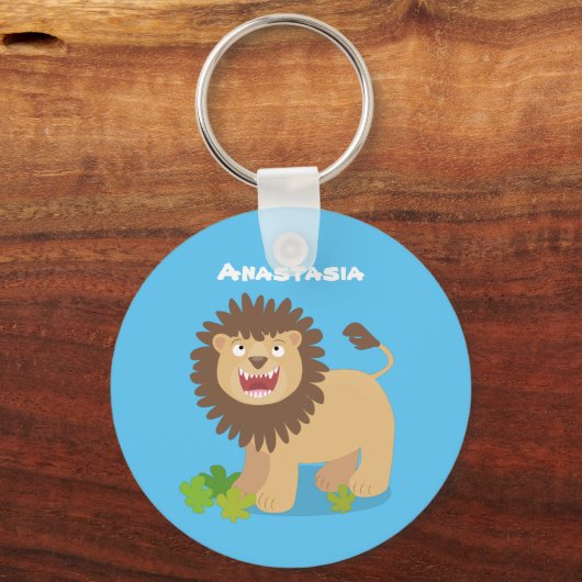 Happy lion Roaring cartoon illustratie Sleutelhanger (Voorkant)