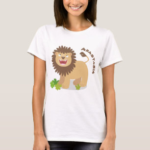 Happy lion Roaring cartoon illustratie T-shirt