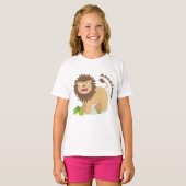 Happy lion Roaring cartoon illustratie T-shirt (Voorkant volledig)