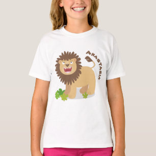 Happy lion Roaring cartoon illustratie T-shirt