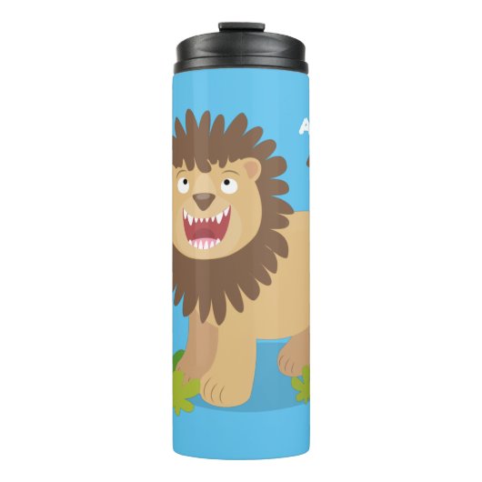 Happy lion Roaring cartoon illustratie Thermosbeker (Voorkant)