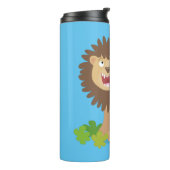 Happy lion Roaring cartoon illustratie Thermosbeker (Gedraaid links)