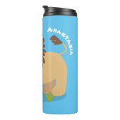 Happy lion Roaring cartoon illustratie Thermosbeker (Geroteerd rechts)