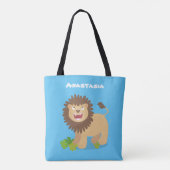 Happy lion Roaring cartoon illustratie Tote Bag (Achterkant)