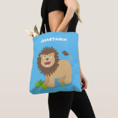 Happy lion Roaring cartoon illustratie Tote Bag (Dichtbij)