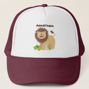 Happy lion Roaring cartoon illustratie Trucker Pet