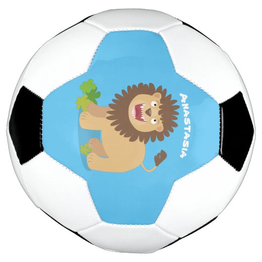 Happy lion Roaring cartoon illustratie Voetbal (Gedraaid)