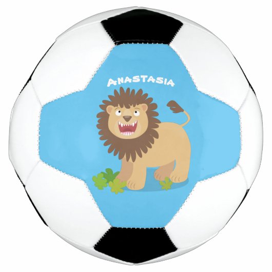 Happy lion Roaring cartoon illustratie Voetbal (Voorkant)