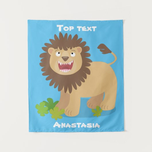 Happy lion Roaring cartoon illustratie Wandkleed (Voorkant)