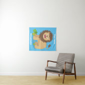 Happy lion Roaring cartoon illustratie Wandkleed (In Situ (horizontaal))