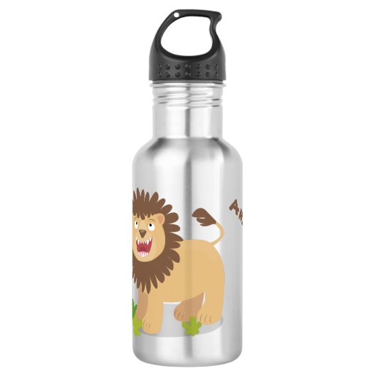 Happy lion Roaring cartoon illustratie Waterfles (Voorkant)