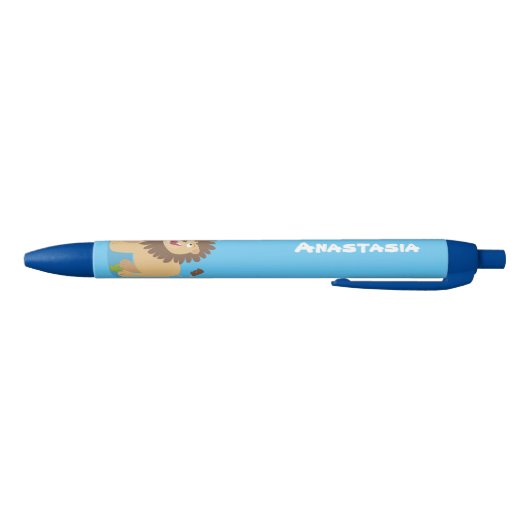 Happy lion Roaring cartoon illustratie Zwarte Inkt Pen (Bodem)