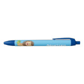 Happy lion Roaring cartoon illustratie Zwarte Inkt Pen (Bovenkant)