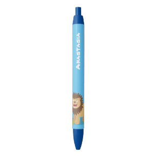 Happy lion Roaring cartoon illustratie Zwarte Inkt Pen