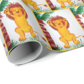 Happy Lion Waterverf Art Cadeaupapier (Rol Hoek)