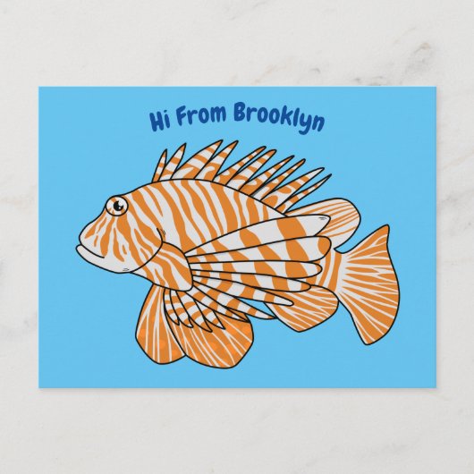Happy lionfish cartoon illustratie briefkaart (Voorkant)