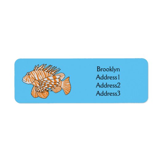 Happy lionfish cartoon illustratie etiket (Voorkant)