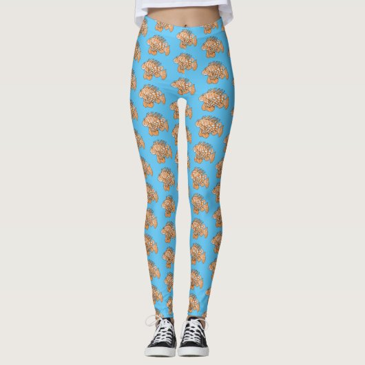 Happy lionfish cartoon illustratie leggings (Voorkant)