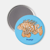 Happy lionfish cartoon illustratie magneet (Voorkant / Achterkant)