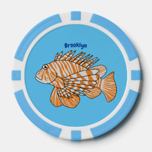 Happy lionfish cartoon illustratie poker chips