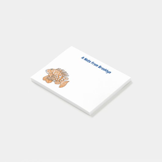 Happy lionfish cartoon illustratie post-it® notes (Schuin)