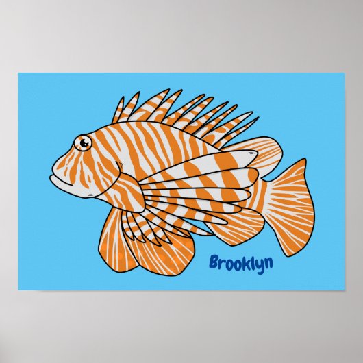 Happy lionfish cartoon illustratie poster (Voorkant)