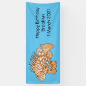 Happy lionfish cartoon illustratie spandoek (Verticaal)