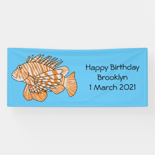 Happy lionfish cartoon illustratie spandoek (Horizontaal)