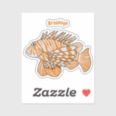 Happy lionfish cartoon illustratie sticker (Vel)