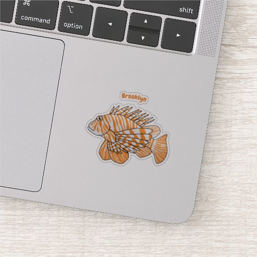 Happy lionfish cartoon illustratie sticker (Detail)