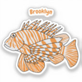 Happy lionfish cartoon illustratie sticker (Voorkant)