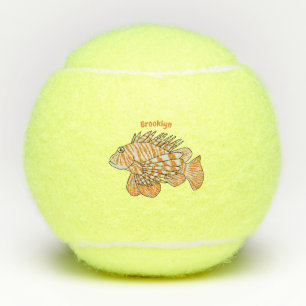 Happy lionfish cartoon illustratie tennisballen